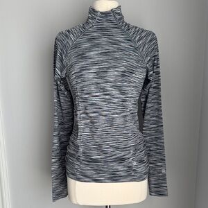 Athleta Fastest Track Asym 1/4 Zip Space Dye - Cobblestone, Size M